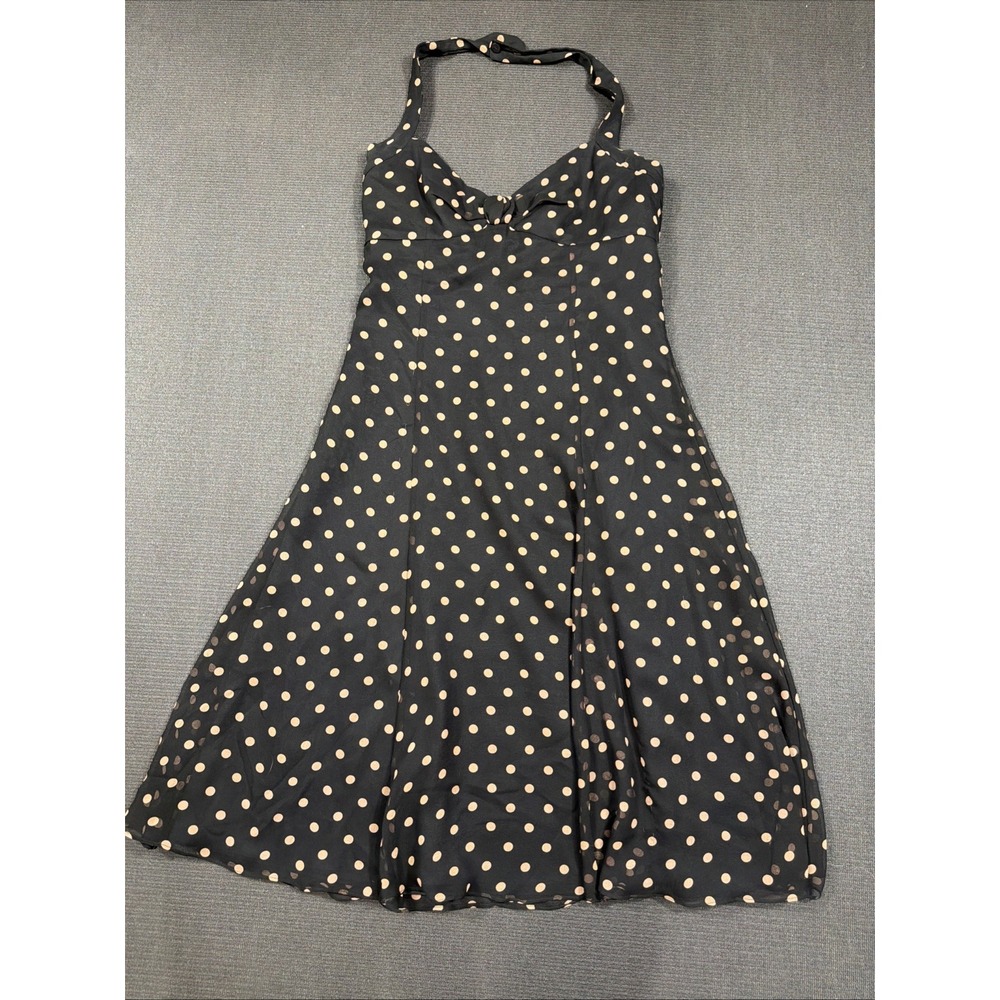 Maggie London Women's Dress Size 8 Silk Halter Polka Dots Dress
